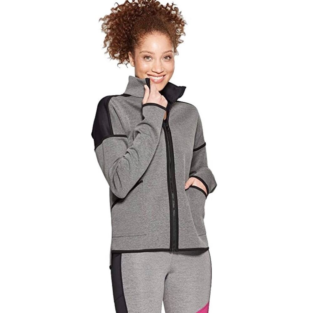 NEW C9 Champion Women's Small Full Zip Gray Activewear Jacket Black Layering